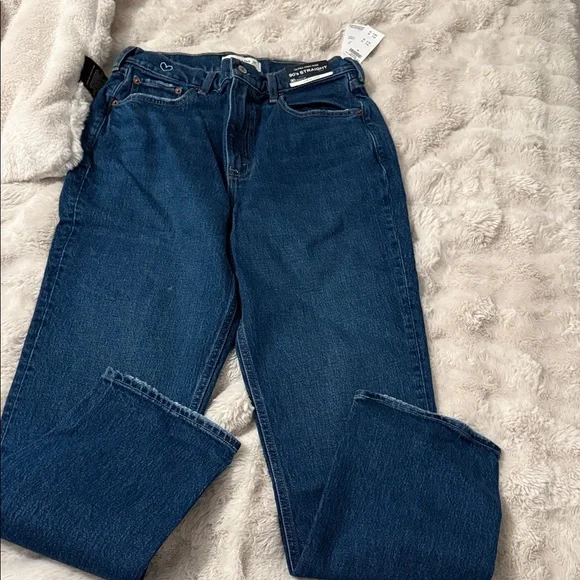 Womens ultra high rise 90s Straight Blue Jeans- BRAND NEW W TAGS ABERCROMBIE - Picture 7 of 14